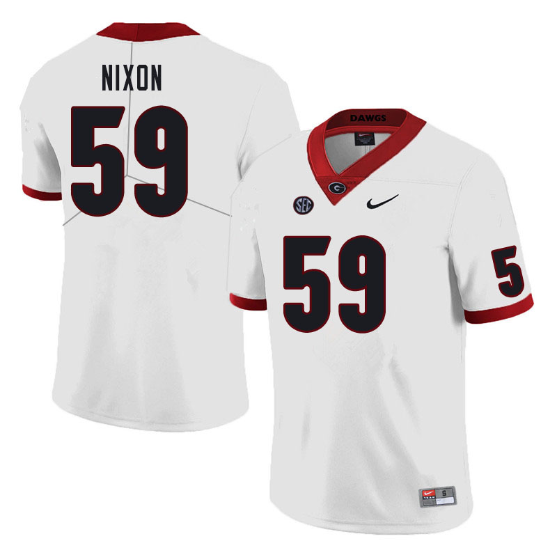 Men #59 Steven Nixon Georgia Bulldogs College Football Jerseys Sale-White - Click Image to Close